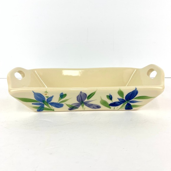 Emerson Creek Pottery Hand Painted Iris Cracker Basket - Picture 1 of 7